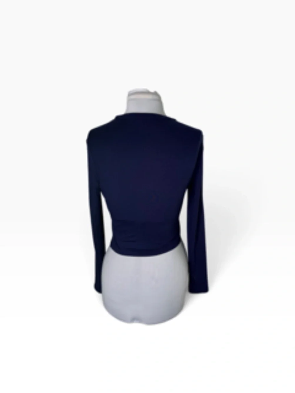 Shein Basic Crew Neck Tight Fit Navy Long Sleeve Crop Top Size M